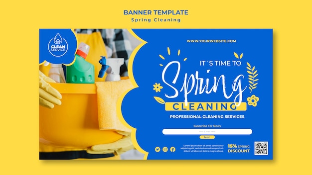 PSD gratuito modello di banner per le pulizie di primavera