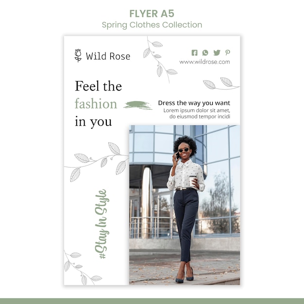 Free PSD spring clothes collection flyer template