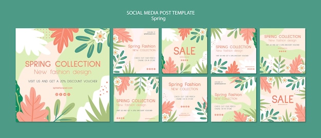 無料PSD spring collectionソーシャルメディアの投稿