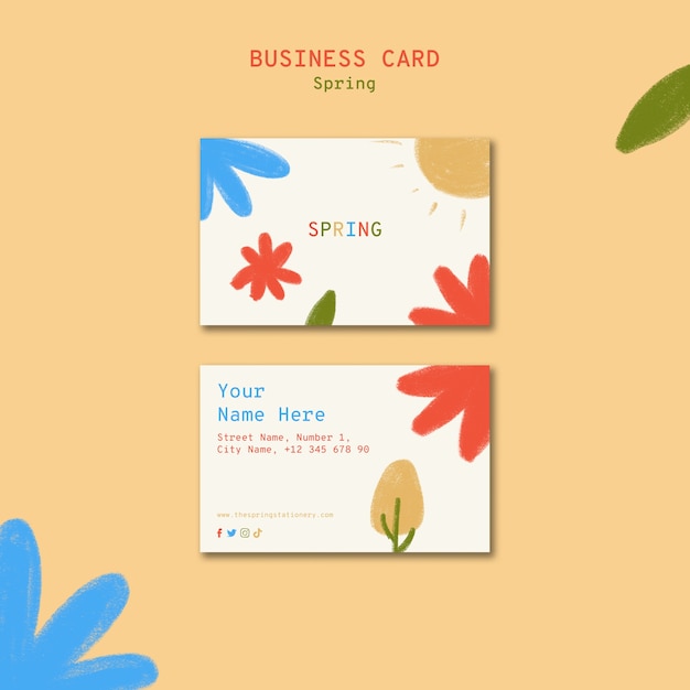 Spring concept business card template