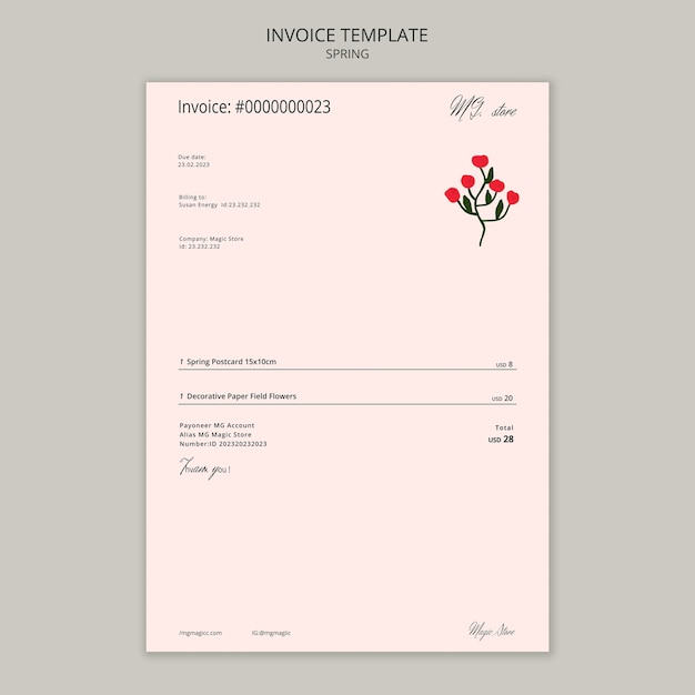 Free PSD spring concept invoice template