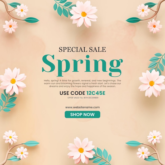 Spring concept special sale social media post template