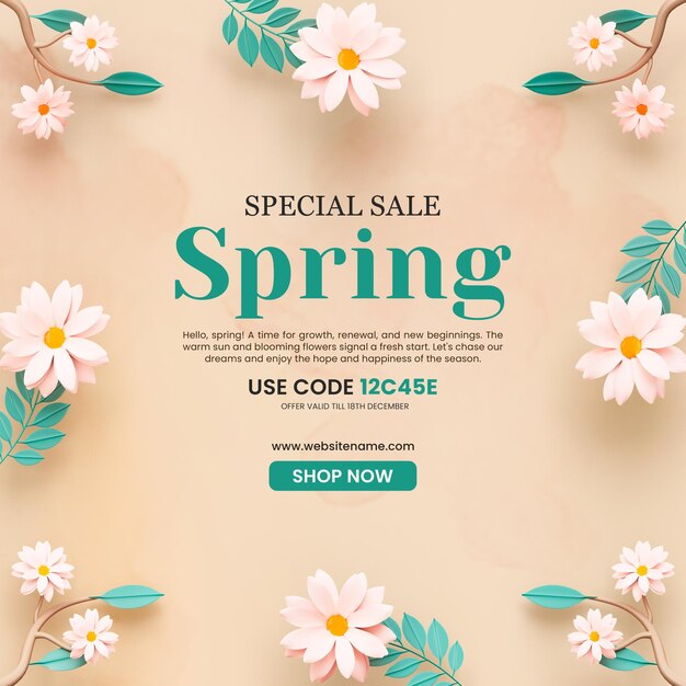 spring concept special sale social media post template