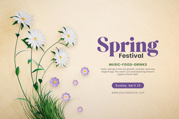 Spring festival floral banner design template