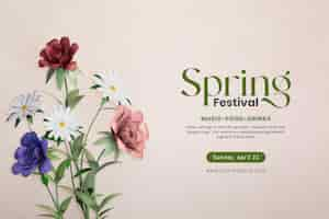 Free PSD spring festival floral banner design template