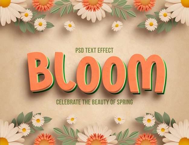 Free PSD spring floral editable text effect