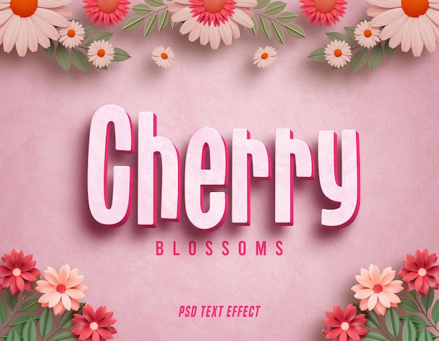 Free PSD spring floral editable text effect