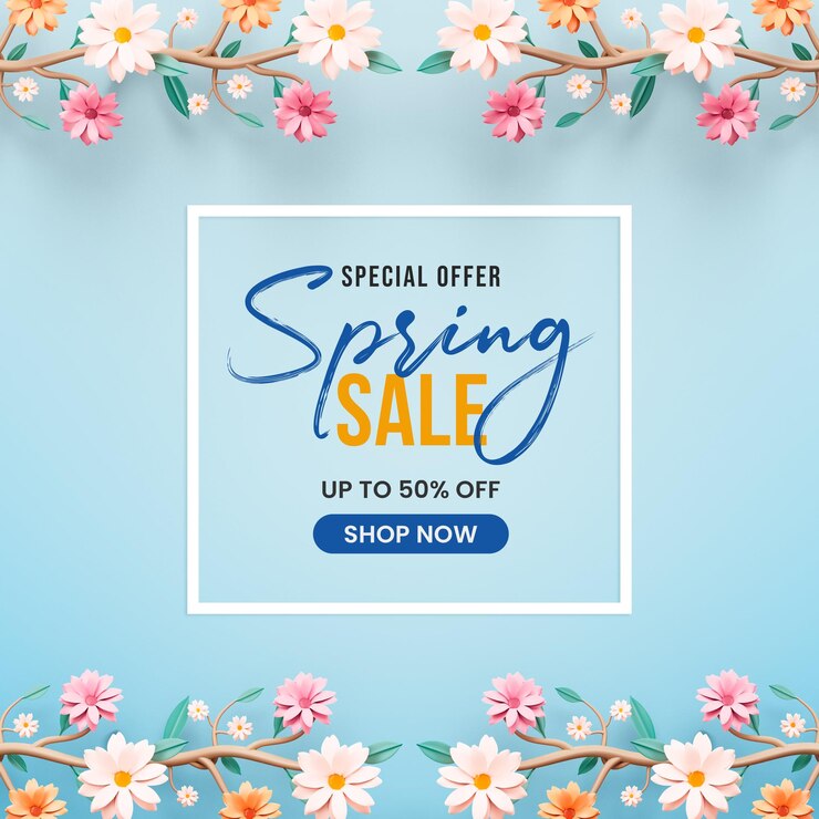मुफ़्त PSD spring floral frame 3d post design template