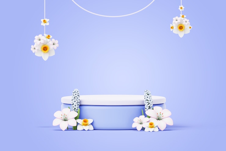 Free PSD spring floral podium background