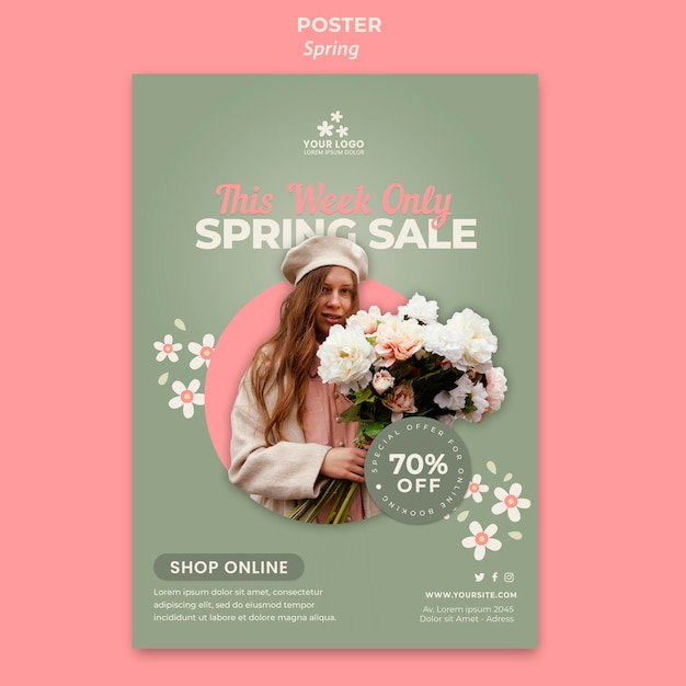 Free PSD spring flyer template with photo