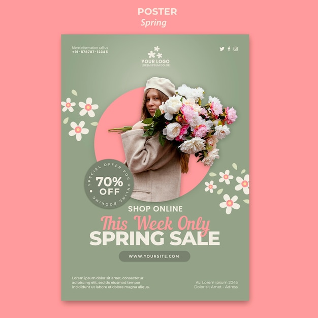 spring flyer template with photo