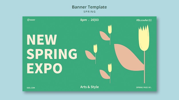 Spring horizontal banner template with flower