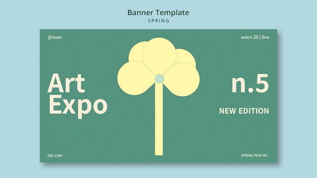 Free PSD spring horizontal banner template with flower