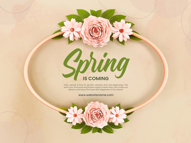 Free PSD spring is coming floral design banner template