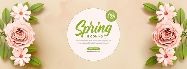 Free PSD spring is coming social media cover template