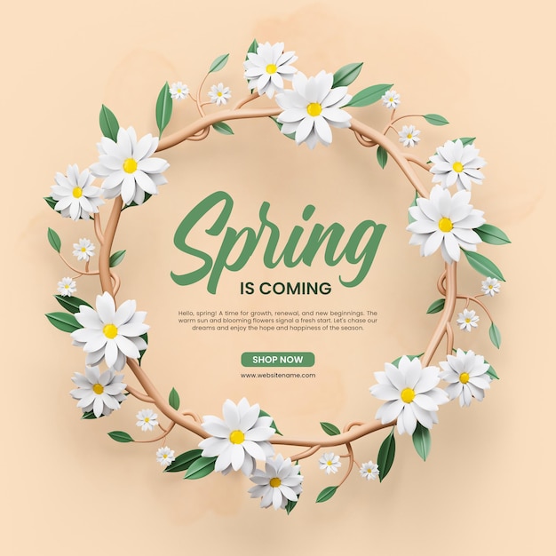 Free PSD spring is coming social media post template