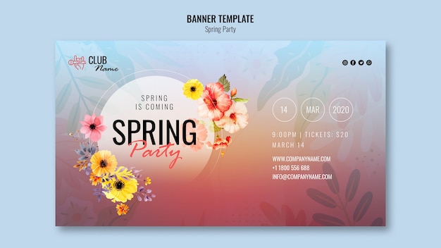 Free PSD spring party banner template