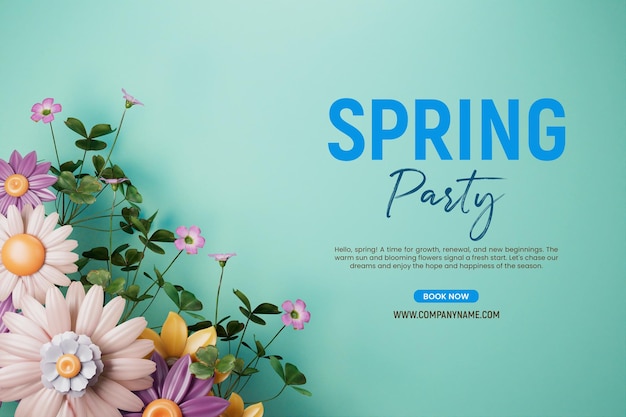Spring party celebration social media banner template