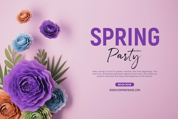 Free PSD spring party celebration social media banner template