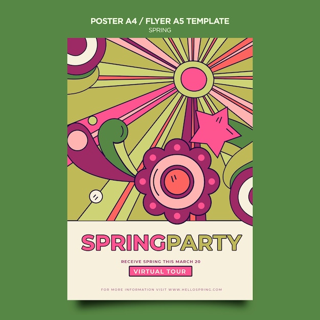 Free PSD spring party poster template