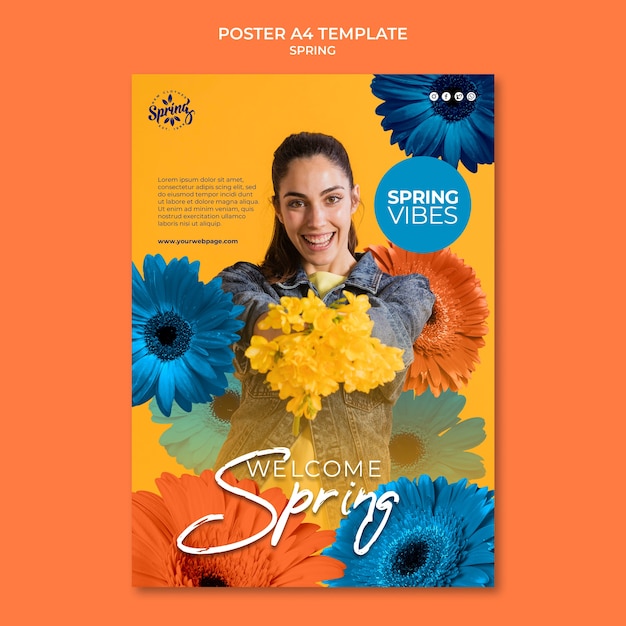 PSD gratuito modello di poster o volantino di primavera