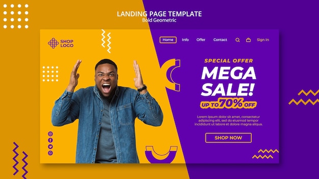 Spring sale bold geometric model landing page template