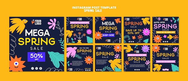 PSD gratuito post di instagram con sconti sui saldi primaverili