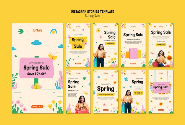 Free PSD spring sale discount instagram stories