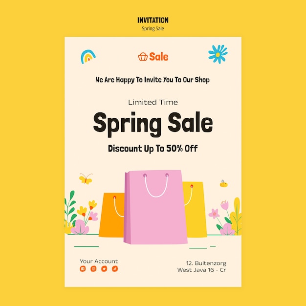 Spring sale discount invitation template