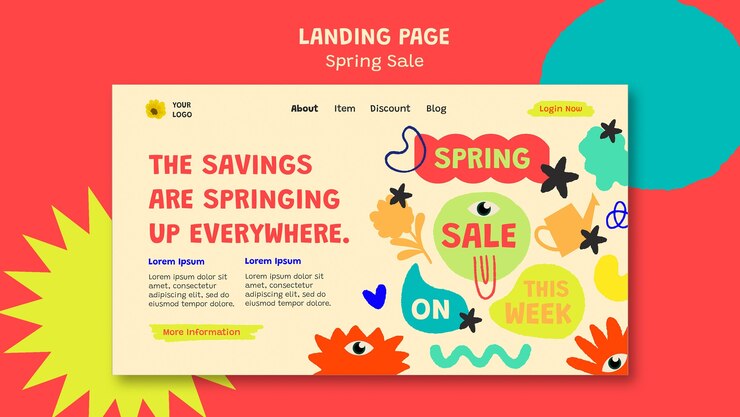 Free PSD spring sale discount landing page template