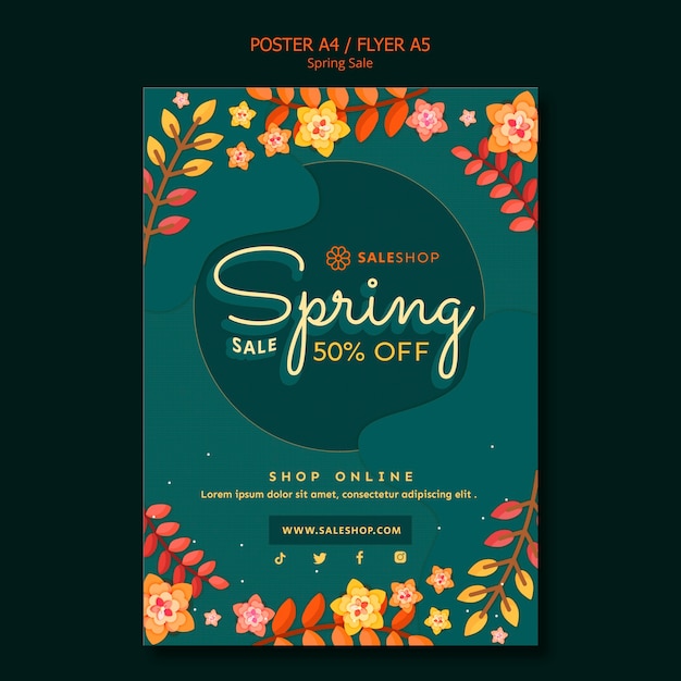 Free PSD spring sale discount poster template