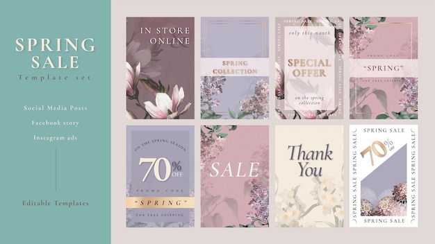 Free PSD spring sale editable template psd set