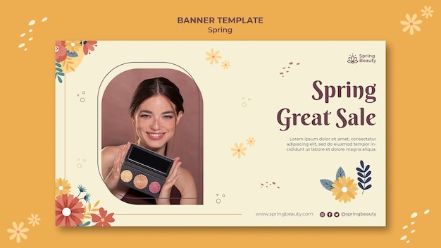 Spring sale horizontal banner template