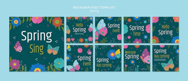 무료 PSD 봄 판매 instagram 게시물 템플릿