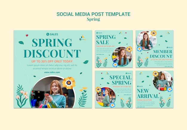 PSD gratuito post di instagram di vendita di primavera