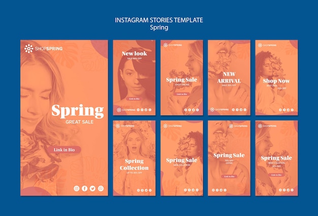 PSD gratuito modello di storie di instagram di vendita di primavera