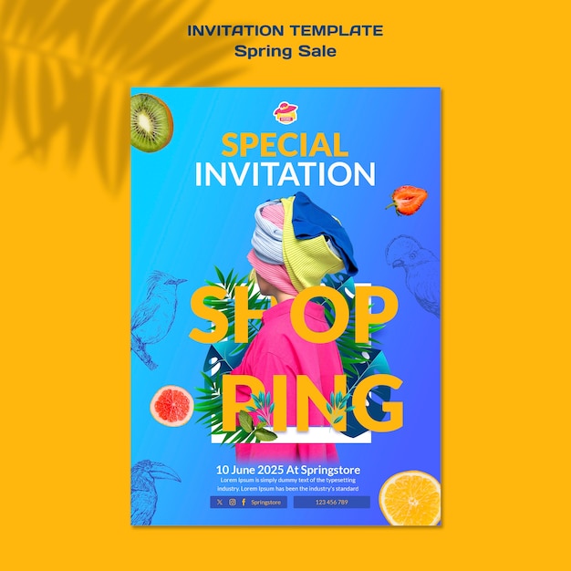 Free PSD spring sale invitation template