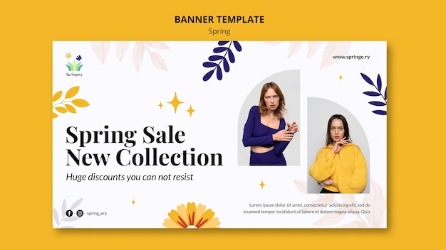 春のセールの新しいコレクションのバナーテンプレート