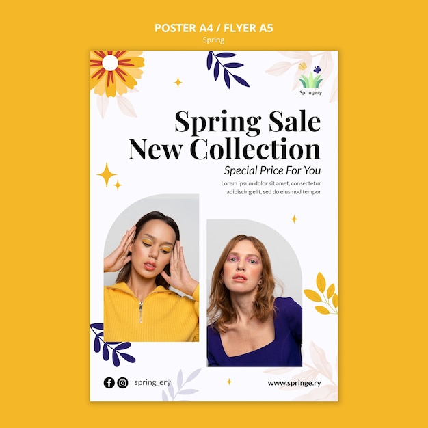 Modello di poster della nuova collezione di vendita di primavera