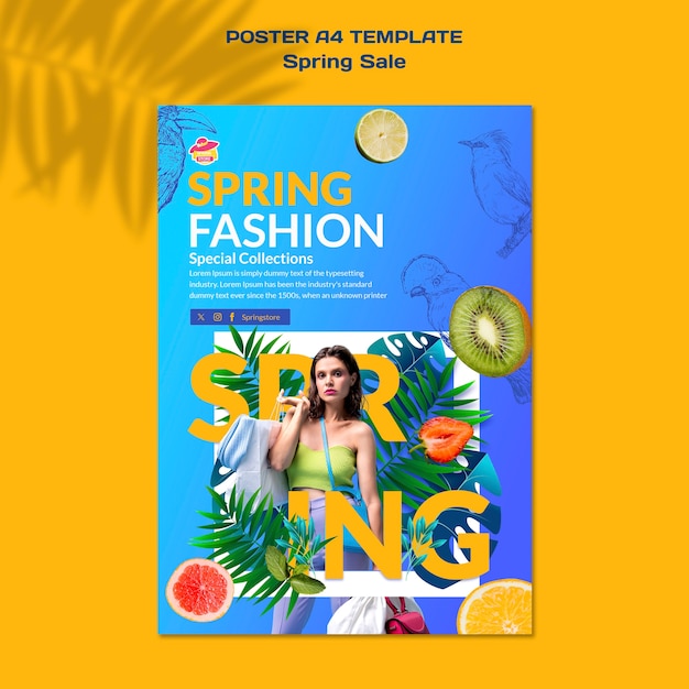 Free PSD spring sale poster a4 template