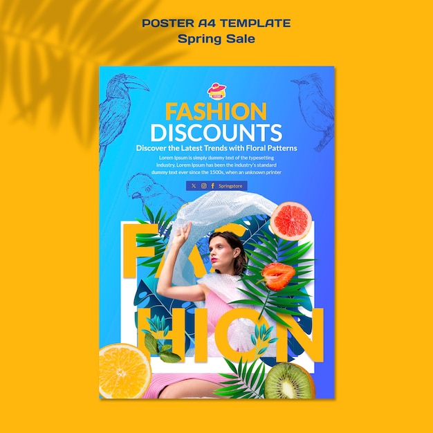 Spring sale poster a4 template