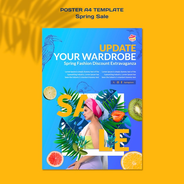 Spring sale poster a4 template