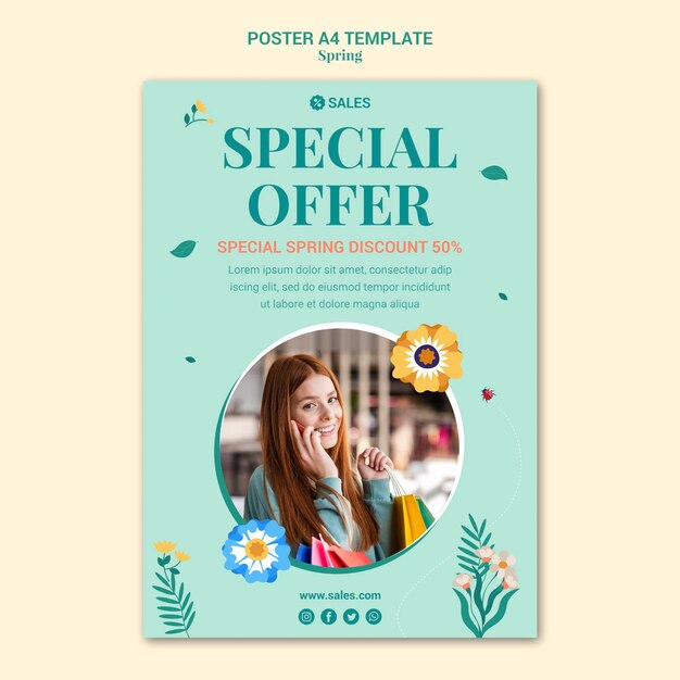 spring sale poster template