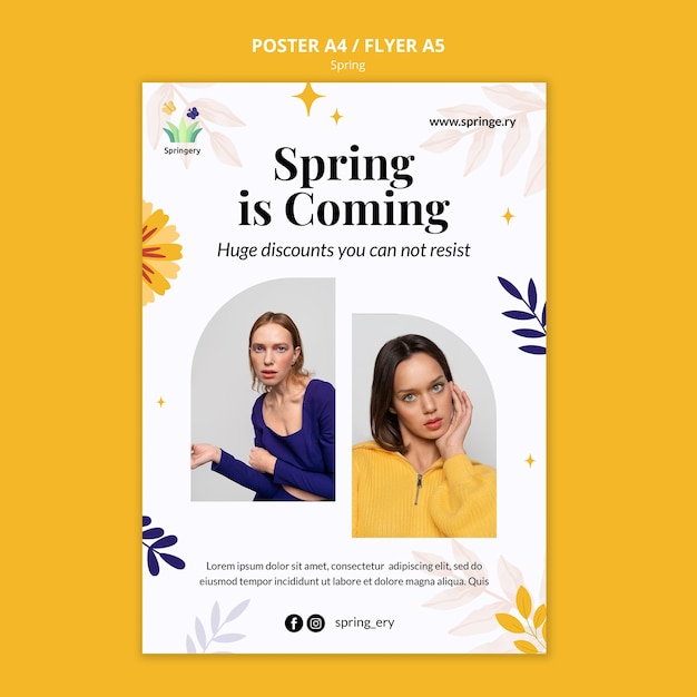 Free PSD spring sale poster template