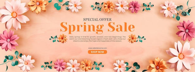 Free PSD spring sale social media cover template