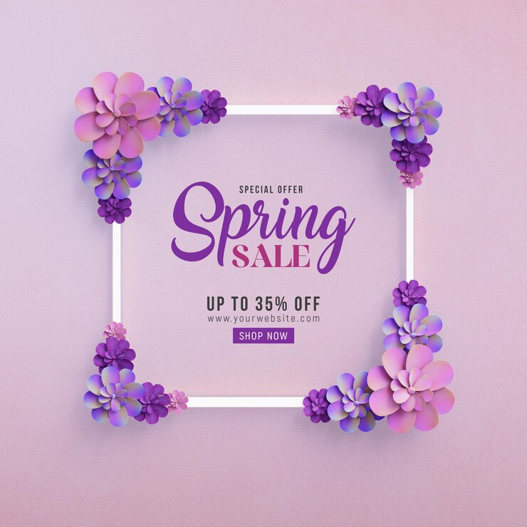 Free PSD spring sale social media post template with beautiful flowers