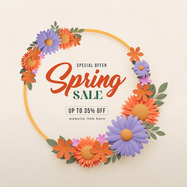 Free PSD spring sale special offer social media post template