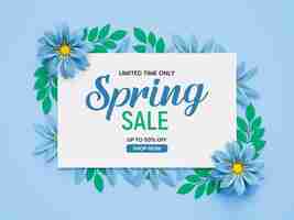 Free PSD spring sale square frame template with beautiful flower