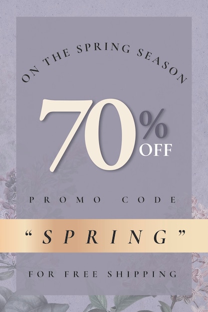 Free PSD spring sale template psd for 70% off promo code