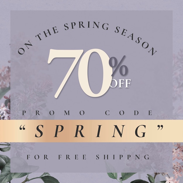Free PSD spring sale template psd for 70% off promo code